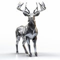 Silver Deer 3d Rendering: Faceted Shapes, Metallic Surfaces, Realist Accuracy