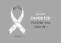 Silver Diabetes awareness month low poly ribbon