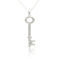 Silver diamond key pendant isolated on white Royalty Free Stock Photo