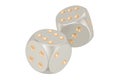 Silver dice, 3D rendering Royalty Free Stock Photo