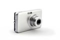 Silver digital compact photo camera Royalty Free Stock Photo