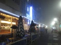 Silver Diner in the Fog at Night