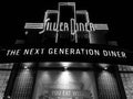 Silver Diner Sign in Black and White Royalty Free Stock Photo