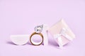 Silver disco ball , box, ring ang geometric shapes. 90s fashion. Engagement ring concept. Valentines day banner Royalty Free Stock Photo