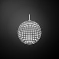 Silver Disco ball icon isolated on black background. Long shadow style. Vector Royalty Free Stock Photo