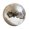 Silver disco mirror ball isolated isolated on transparent background. Royalty Free Stock Photo