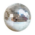 Silver disco mirror ball isolated isolated on transparent background.