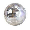 Silver disco mirror ball isolated isolated on transparent background. Royalty Free Stock Photo