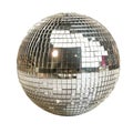 Silver disco mirror ball isolated isolated on transparent background.