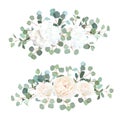 Silver dollar eucalyptus, white rose and hydrangea vector design