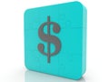 Silver dollar sign on blue puzzle pieces Royalty Free Stock Photo