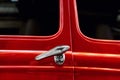 Silver door handles vintage red car Royalty Free Stock Photo