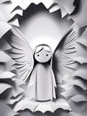 silver eagle with wings on a dark background, illustration, AI Generated