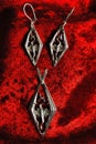 Silver earrings and pendent with a dragon