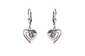 Silver earrings in the shape of heart Royalty Free Stock Photo