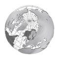 Silver Earth planet 3D globe isolated Royalty Free Stock Photo