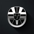 Silver Egyptian pharaoh icon isolated on black background. Long shadow style. Vector