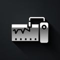 Silver Electrical measuring instrument icon isolated on black background. Analog devices. Measuring device laboratory Royalty Free Stock Photo