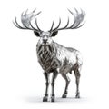 Silver Elk 3d Model: Liquid Metal Style With High-key Lighting