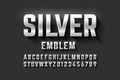 Silver emblem style font, metallic alphabet