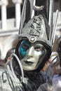 Silver and emerald mask at the Carnival of Venice Royalty Free Stock Photo