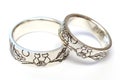 Silver engagement rings with engraving according to the author`s sketch.