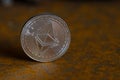 Silver ethereum coin close-up Royalty Free Stock Photo