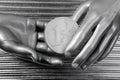 Silver euro coins in futuristic robot hands