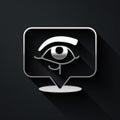 Silver Eye of Horus icon isolated on black background. Ancient Egyptian goddess Wedjet symbol of protection, royal power