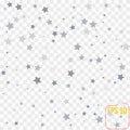 Silver falling confetti stars. Luxury festive background.