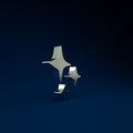 Silver Falling star icon isolated on blue background. Shooting star with star trail. Meteoroid, meteorite, comet