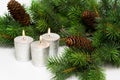 Silver festive candles