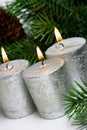 Silver festive candles