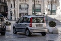 Silver Fiat Panda Type 169 small MPV in streets of Palermo city, Italy