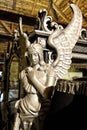Silver figure of lady angel with large wings