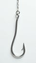 Silver fishing hook detail, bright white backdrop , sharp, isolated Royalty Free Stock Photo