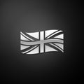 Silver Flag of Great Britain icon isolated on black background. UK flag sign. Official United Kingdom flag sign. British