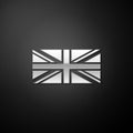 Silver Flag of Great Britain icon isolated on black background. UK flag sign. Official United Kingdom flag sign. British