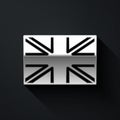 Silver Flag of Great Britain icon isolated on black background. UK flag sign. Official United Kingdom flag. British