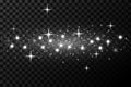 Silver flashes and stars shine with a special light on a transparent background. Royalty Free Stock Photo