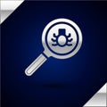 Silver Flea search icon isolated on dark blue background. Vector