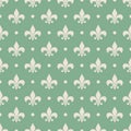 Silver Fleur De Lis pattern on green background