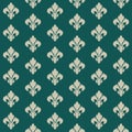 Silver Fleur De Lis pattern on teal green background