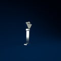 Silver Floor lamp icon isolated on blue background. Minimalism concept. 3d illustration 3D render