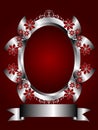 A Silver Floral Background on a Deep Red Backgroun