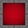 Silver Floral Frame on Red Velvet Background Royalty Free Stock Photo