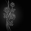 Silver flowers with shadow on dark background. Royalty Free Stock Photo