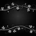 Silver flowers with shadow on dark background. Royalty Free Stock Photo