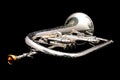 Silver fluegelhorn in night Royalty Free Stock Photo