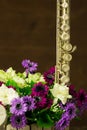 Silver flute and flower Royalty Free Stock Photo